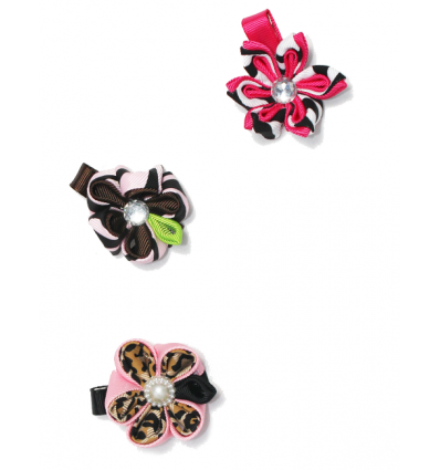Stripe Flower High Quality 3 Pack Baby Hairclips