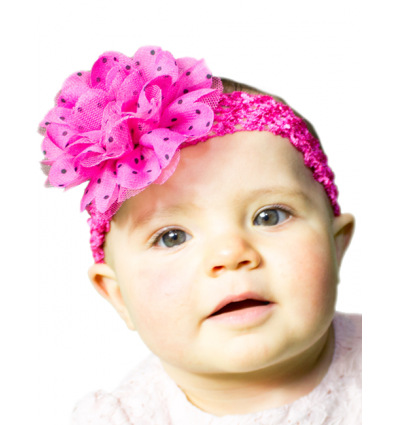 Comfy Crochet Polka Flower Baby Headband