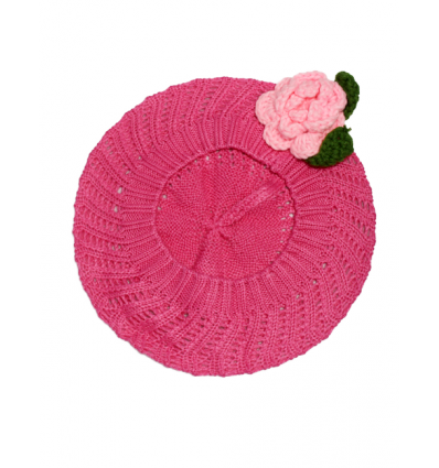 Handmade Knitted Baby Beret Hat Pink