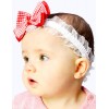 Checked Bow and Stretch Lace Baby Headband