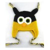 Handmade Knitted Owl Baby Hat Black/Yellow