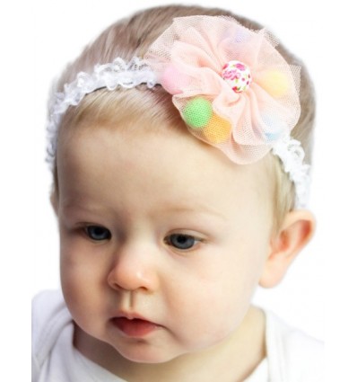 Button Ball Lace Stretch Baby Headband