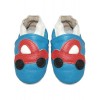 Blue Car Leather Baby Booties