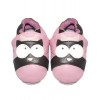 Pink Owl Leather Baby Booties