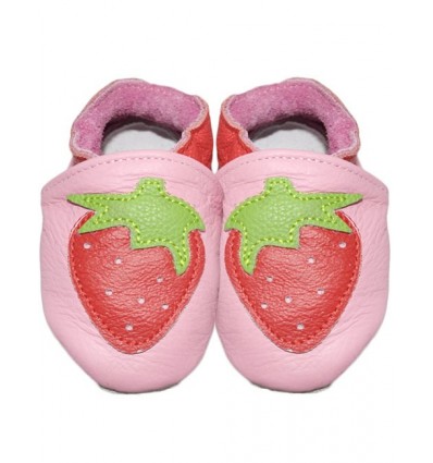 Strawberry Leather Baby Booties