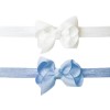 2 pack - Comfy Stretch Baby Headband & Bow - Baby Blue and White
