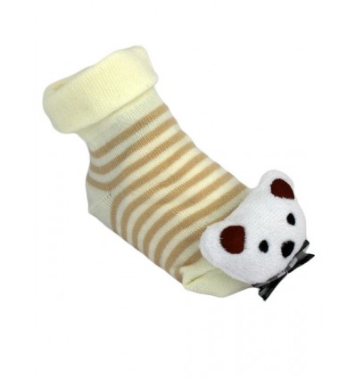 White Bowtie Bear Non-Slip Baby Slipper Socks